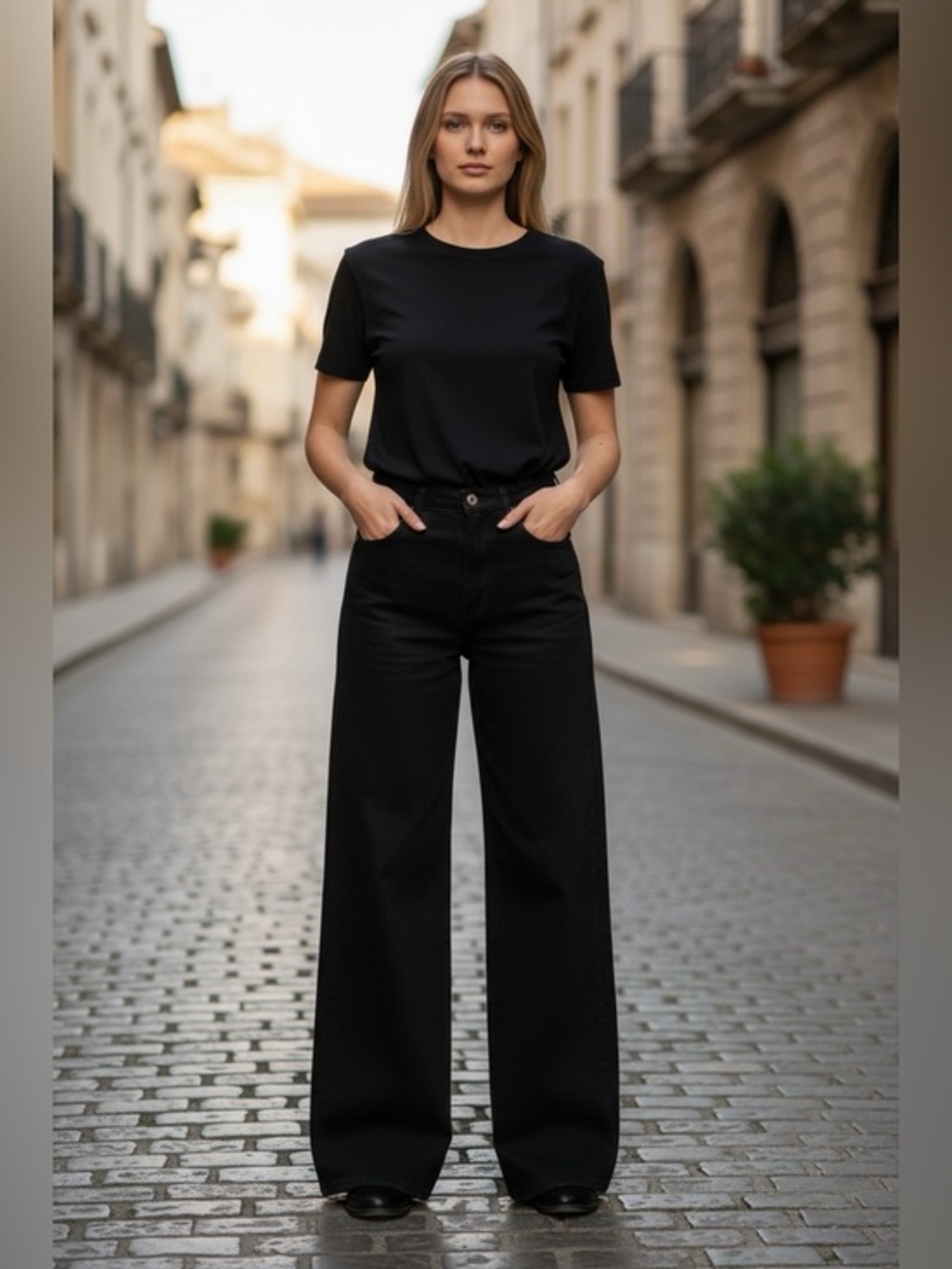 ZARA Straight Fit Black High Waisted Jeans NWT - Picture 2 of 5